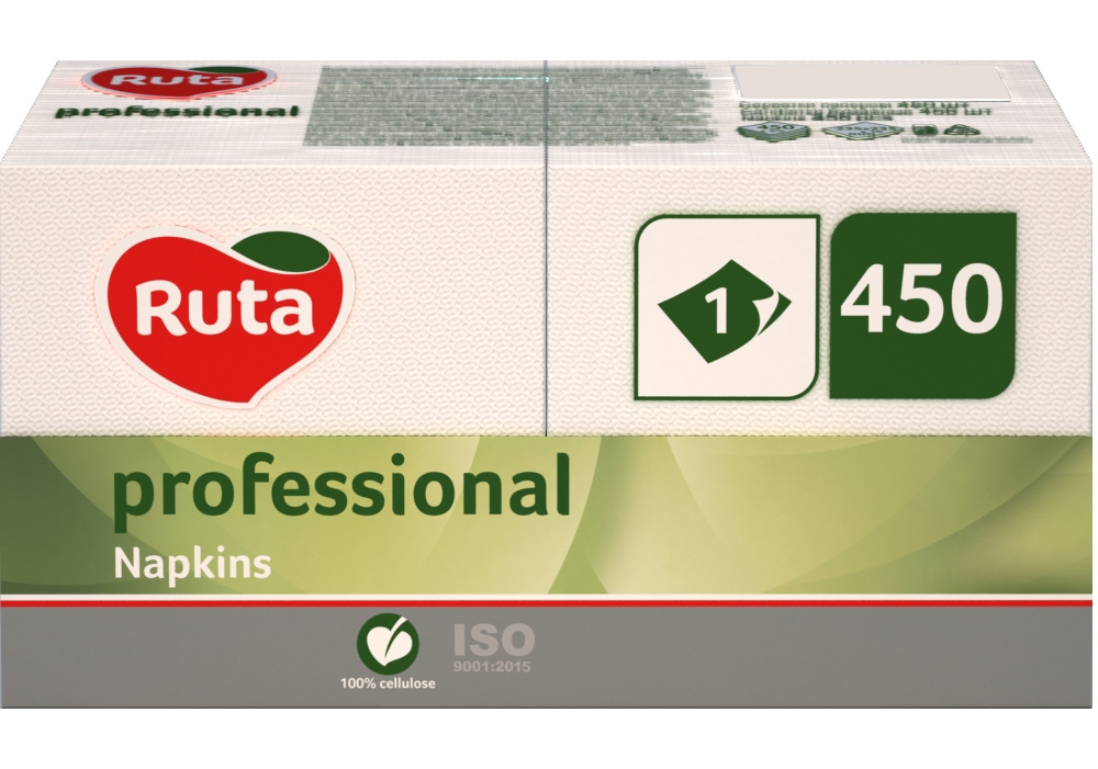 Серветка  "Ruta" 24*24 1шар. 450шт  біла (12/16)