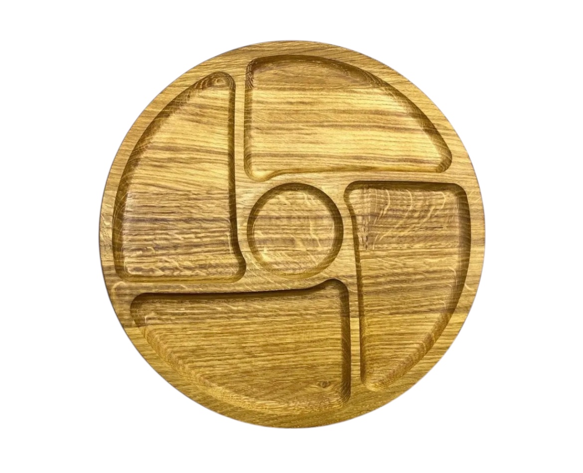 Дерев'яна менажниця на 4 відділення 30 см