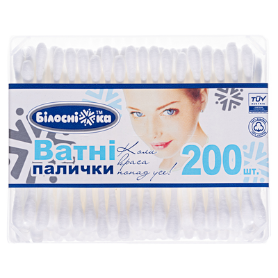 Ватні палички "Білосніжка" пакет zip 200шт