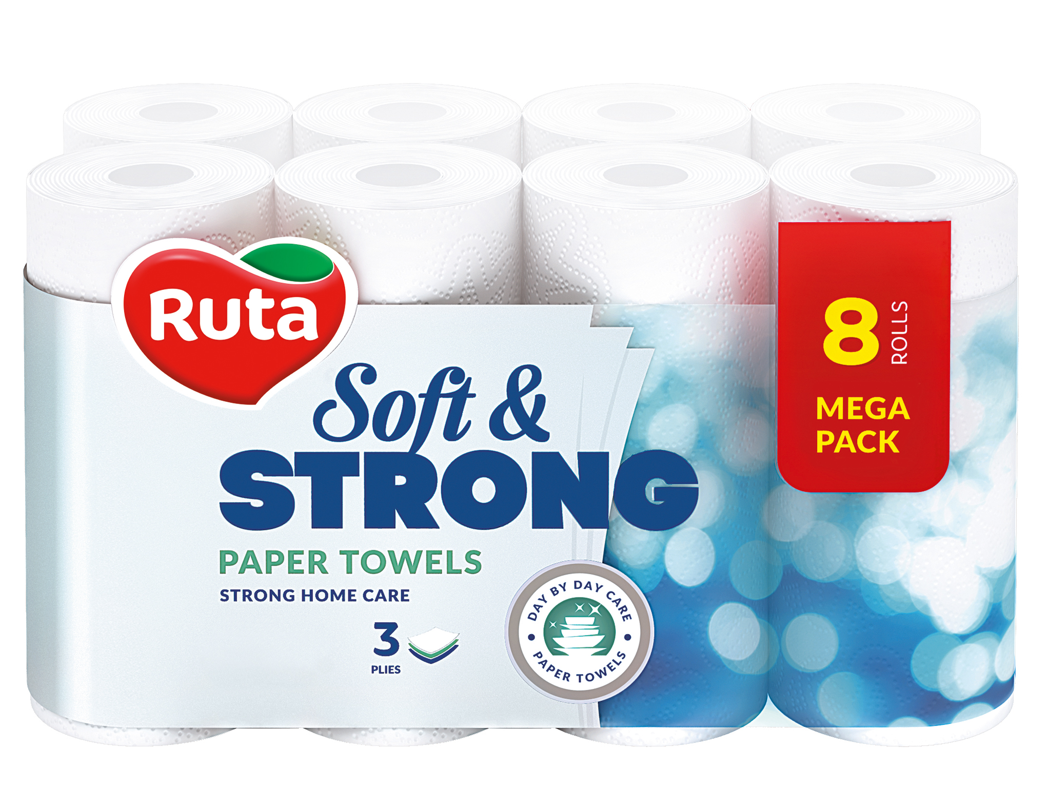 Паперові рушники "Ruta Soft Strong" 8 рулонів 3шар(3 в спайці )