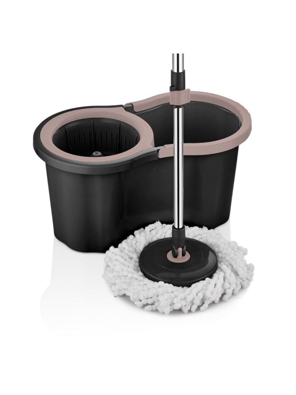 Набір для прибирання Lavine (відро кругле 16л + швабра з автоматичним віджимом 2 в 1), чорний