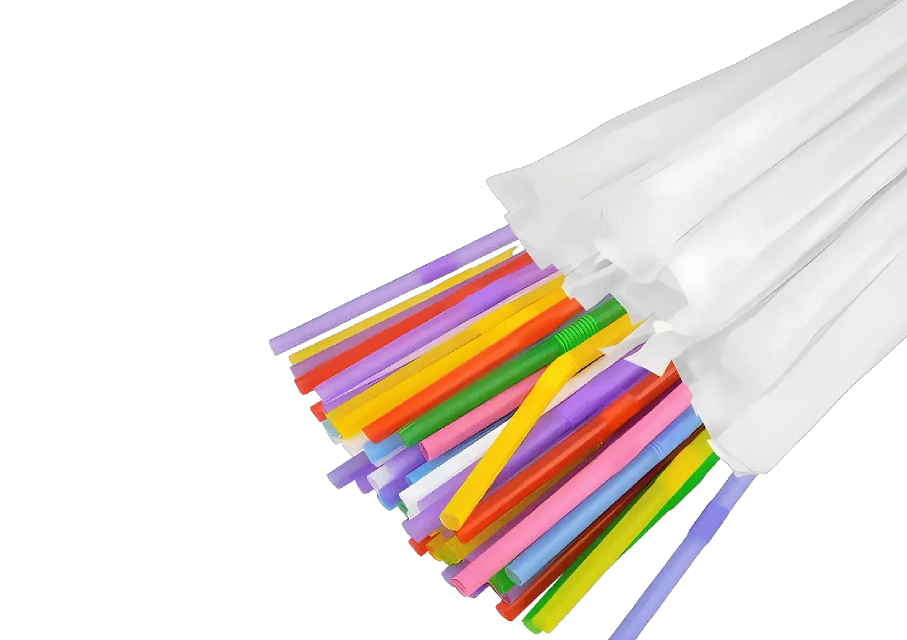 Соломка з коліном в індив. упаковці різнокольорова 21см. 100шт (80)