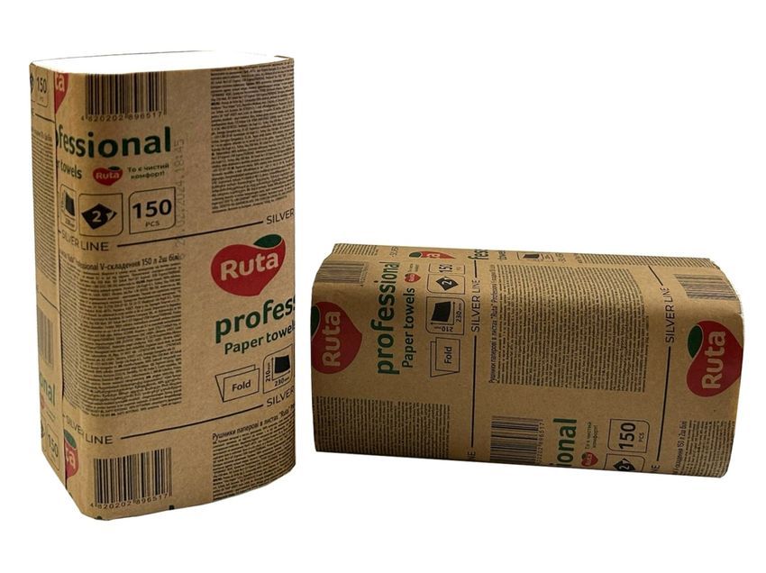 Паперові рушники "Ruta" V листові 2шар. 150шт. білі  23*21 (24)