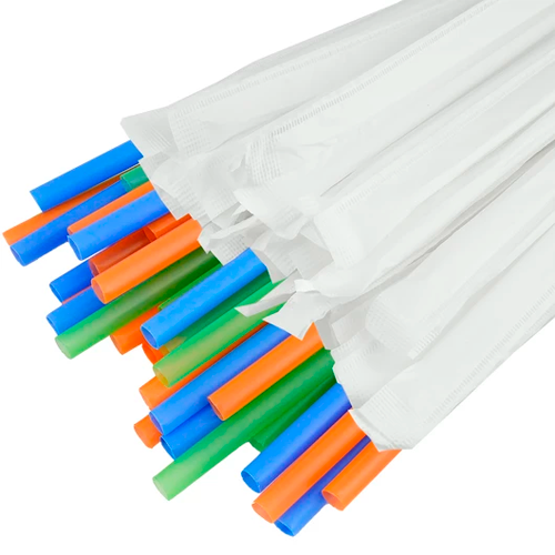 Соломка для фрешів в індив. упаковці різнокольорова 21см. 200шт (25)