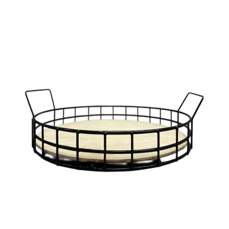 Піднос круглий 35*35 см з дерев. вставкою