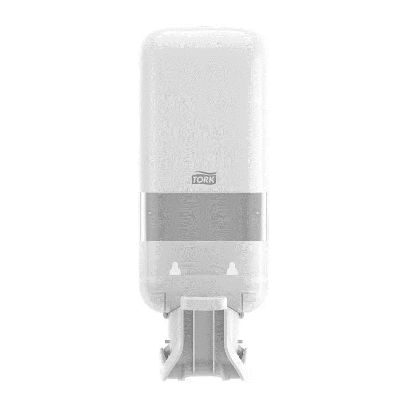 Диспенсер для мила-піни та дезінфікуючих засобів (1 л, білий, з ліктьовим важелем)