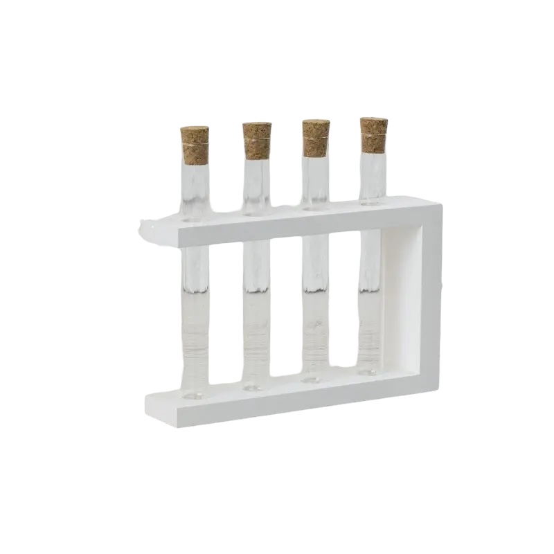 Деревяна підставка з 4 пробірками біла