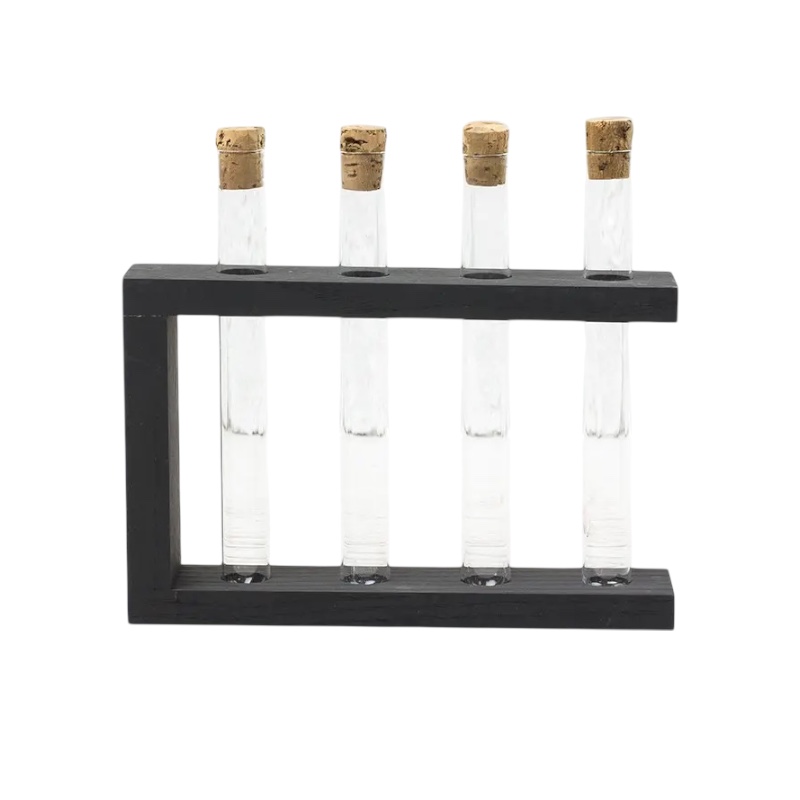 Деревяна підставка з 4 пробірками чорна