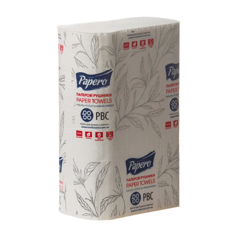 Паперові рушники "Papero" Z листові 2шар. 200шт. білі (20)  22*22,5