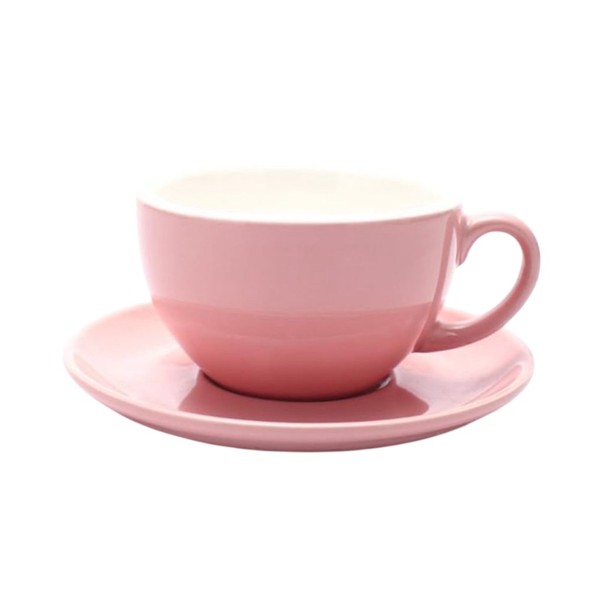 Чашка та блюдце для латте, чаю 300 мл рожевий