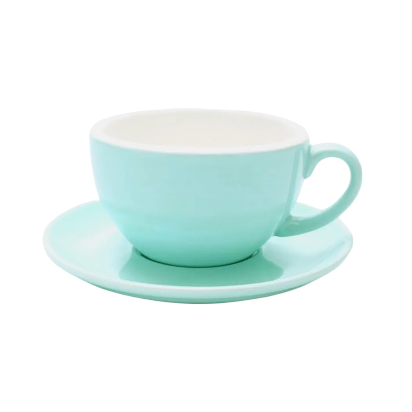 Чашка та блюдце для латте, чаю 300 мл бірюзовий