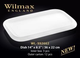 Wilmax.Блюдо прямокутне з-полями 36х22см