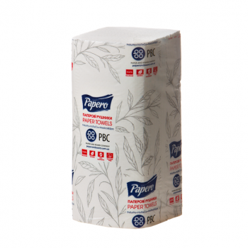 Паперові рушники "Papero"V листові 2шар. 150шт. білі (20)  230х245 мм