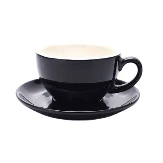 Чашка та блюдце для латте, чаю 300 мл чорний