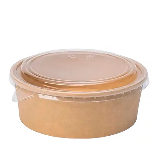 Контейнер паперовий для салату Крафт 1100мл d-183мм (164мм) d-56 З КРИШКОЮ (50шт/уп) (6)