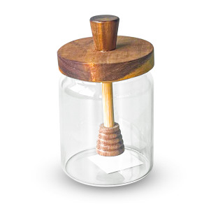 Ємність з бамбуковою кришкою та ложкою 600мл