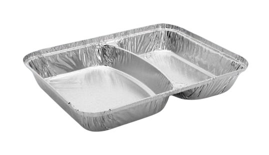 Контейнер з харч. алюм. фольги 2-х секційні 520/320мл 227*177*30мм (100шт/уп)