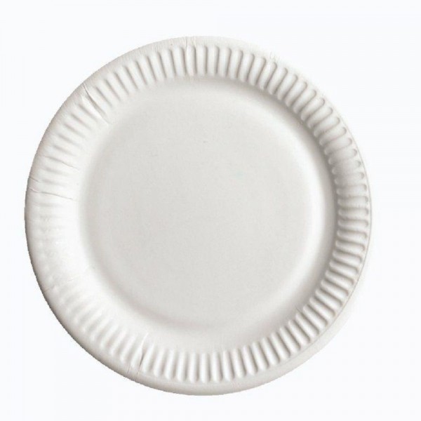 Одноразова тарілка картонна кругла d21см (100шт) Біла
