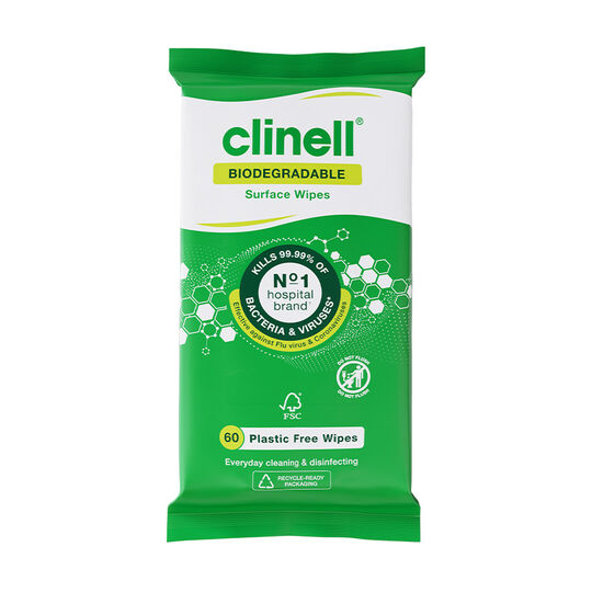Серветки вологі Clinell Biodegradable Surface Wipes 60шт (6) АКЦІЯ