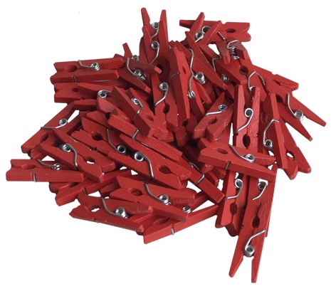Прищіпки набір 2,5 см червоні 25 шт