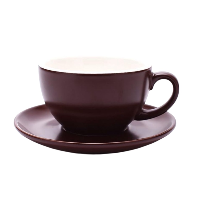Чашка та блюдце для капучино, чаю 220 мл коричневий матовий