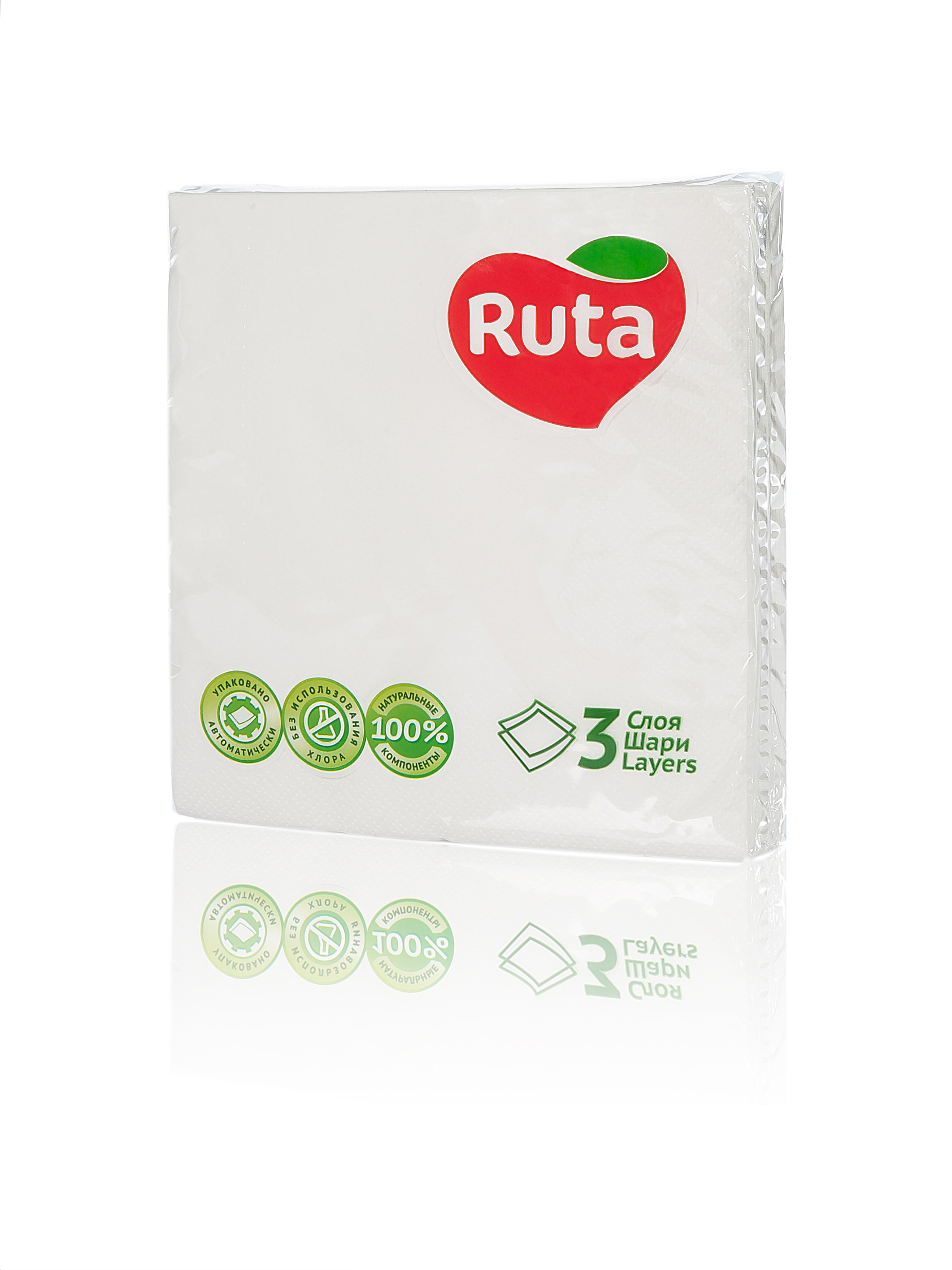 Серветки "Рута" 33*33 3 шар. 20шт. білі  (17)