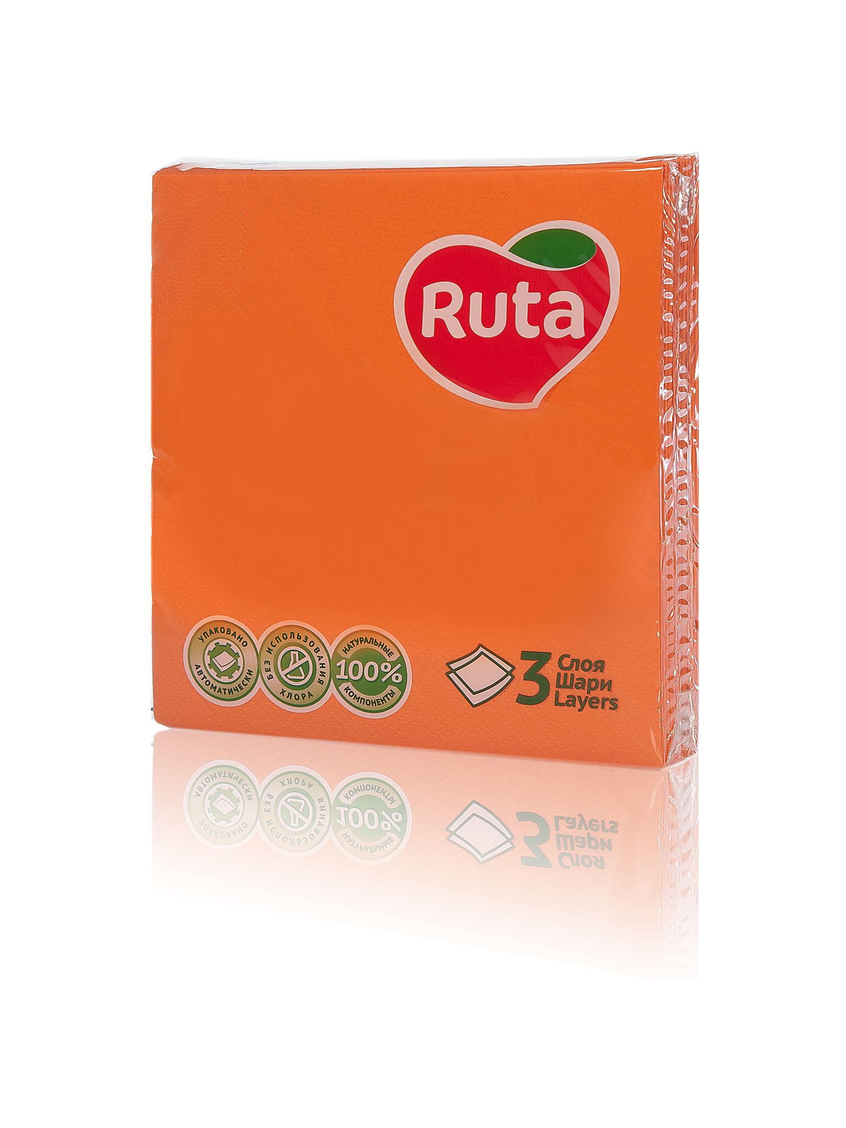Серветки "Рута" 33*33 3 шар. 20шт. оранжеві (17)