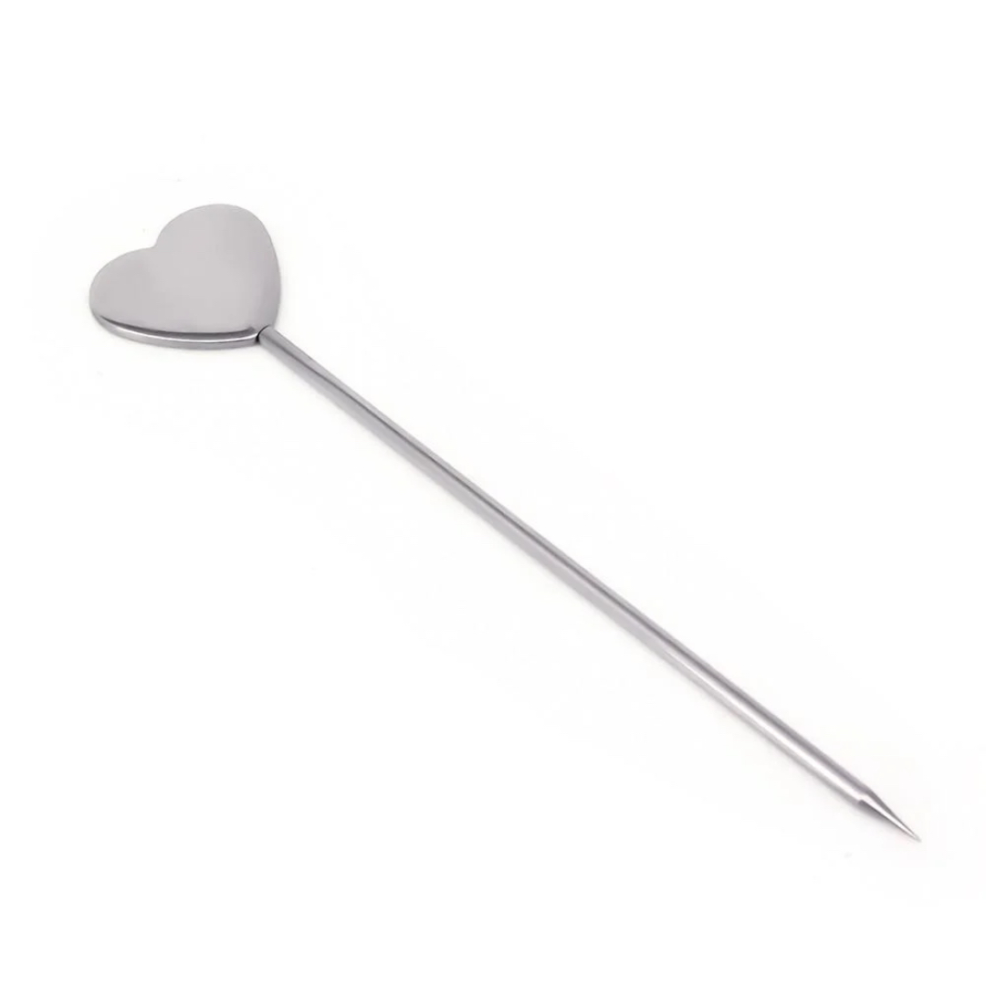 Шпажка металева 11 см серце срібло
