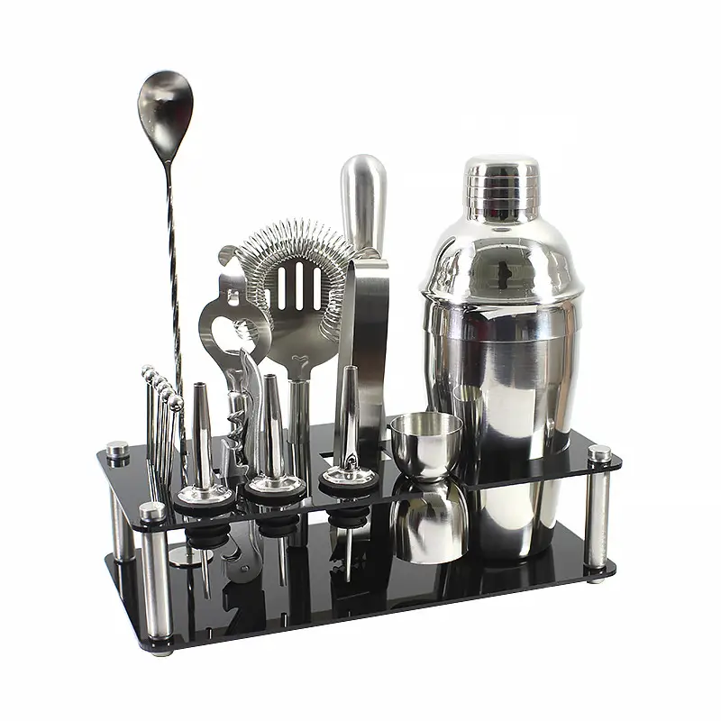 Набір бармена з підставкою 20 предметів срібло