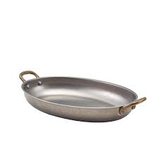 Сковорідка для подачі 24.5*17.5 см, 1000 мл, овальна, металева, Vintage Steel, GenWare