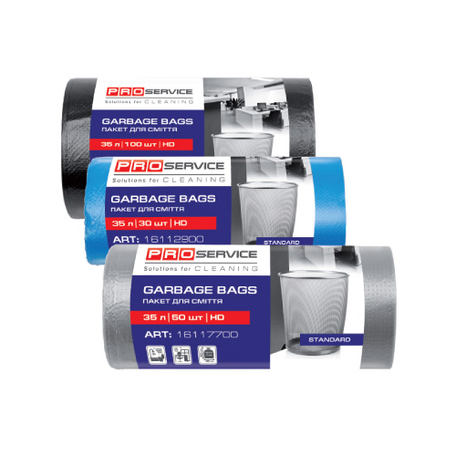 Пакети для сміття "Про Сервіс" 35л/100шт чорні ХД (20)