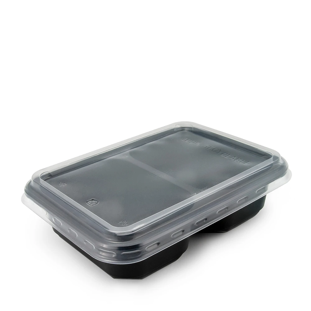 Контейнер чорний 187*137*48мм 2-секц.,750 мл РР з кришкою  50шт/уп