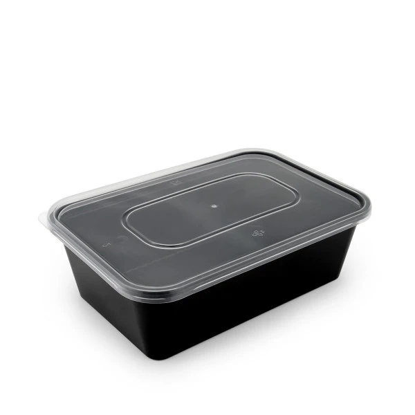 Контейнер прямокутний з кришкою 173*114*70мм 1000мл чорний, РР 50шт/уп (250)