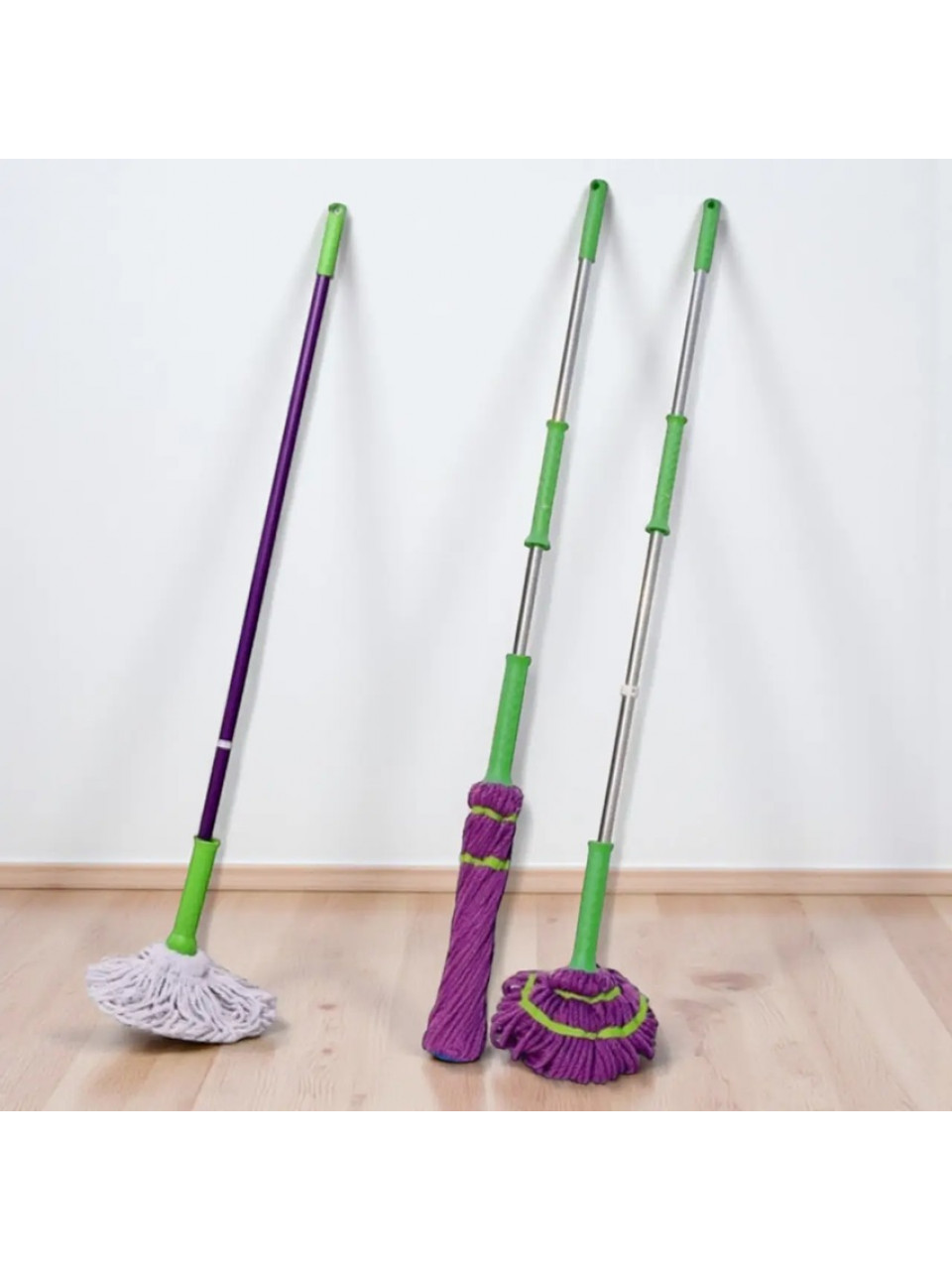 Швабра-трищітка для підлоги AMA з рукояткою 120см і бавовняною насадкою
