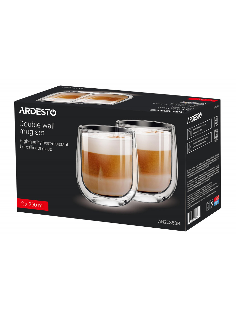 Склянка з подвійними стінками Ardesto 360 мл 2 шт
