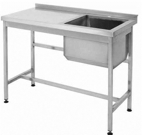 Стіл-мийка виробничий СМВ-5-1С Вик5-Гл. 400 Повністю н\с, глибина мийки 300мм, без полички