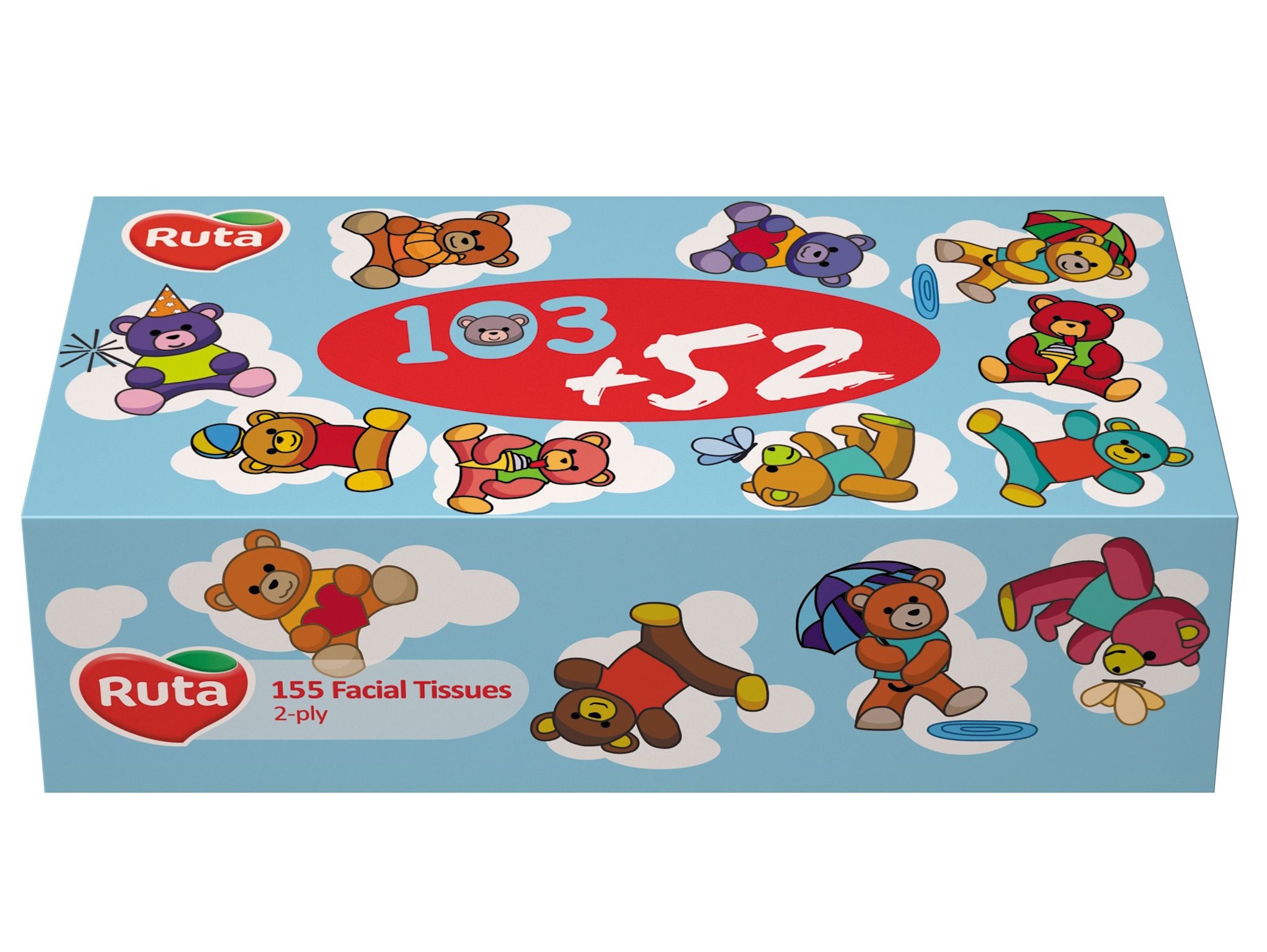 Серветки косметичні "Ruta" Kids 155л 2ш білі пенал (18)