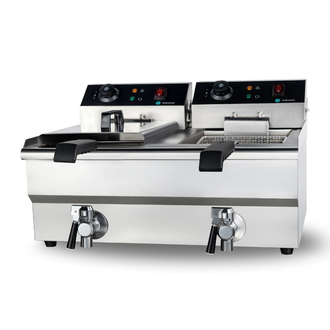 Фритюрниця HURAKAN HKN-FT1010N подвійна з краном10+10 л