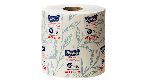 Паперові рушники "Papero" рулон для авт. дисп.  білі 2шар 100м(6 )