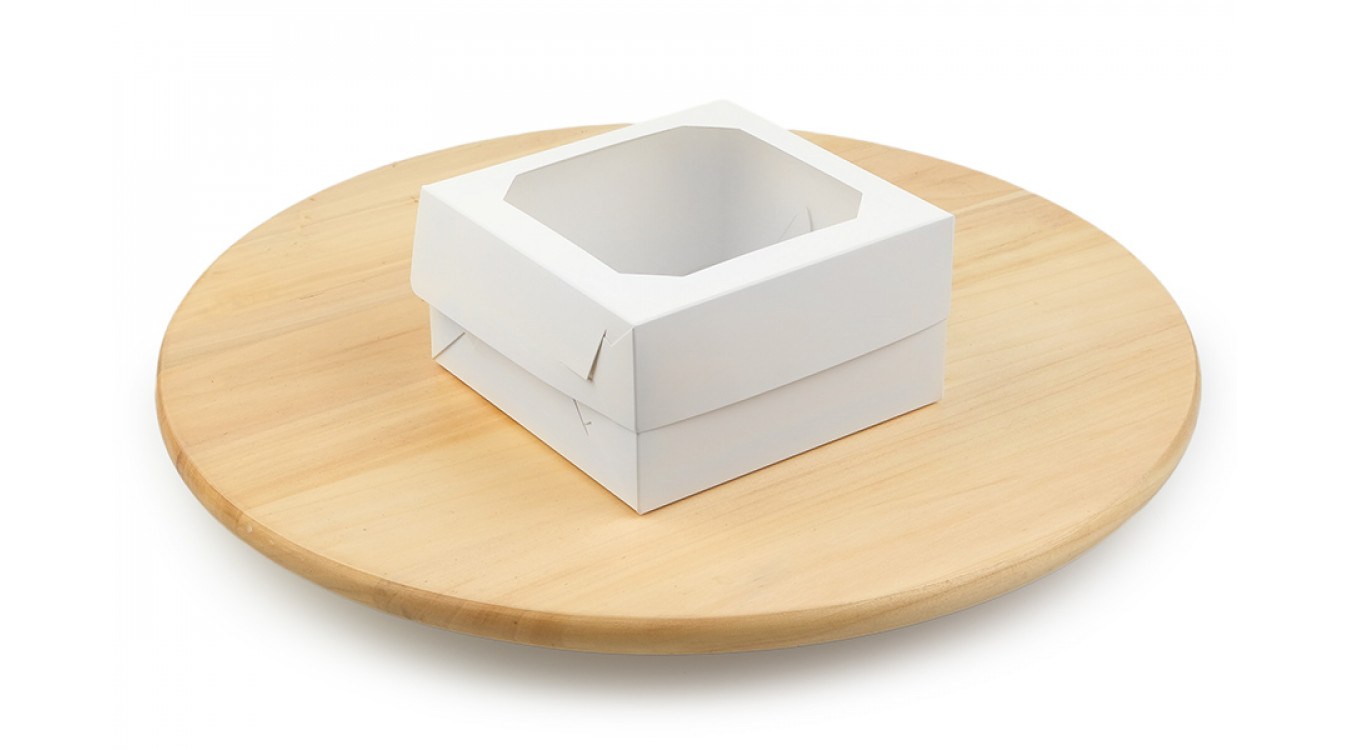 Коробка для бенто торта та десертів, біла, цільнокроєна, 130х130х70  50 шт/уп